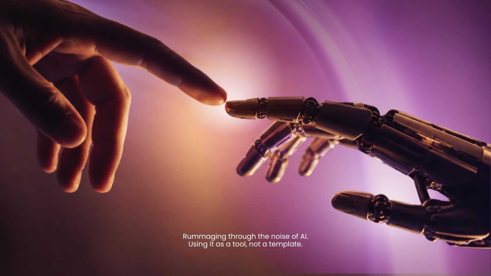 A human hand meeting a robotic hand